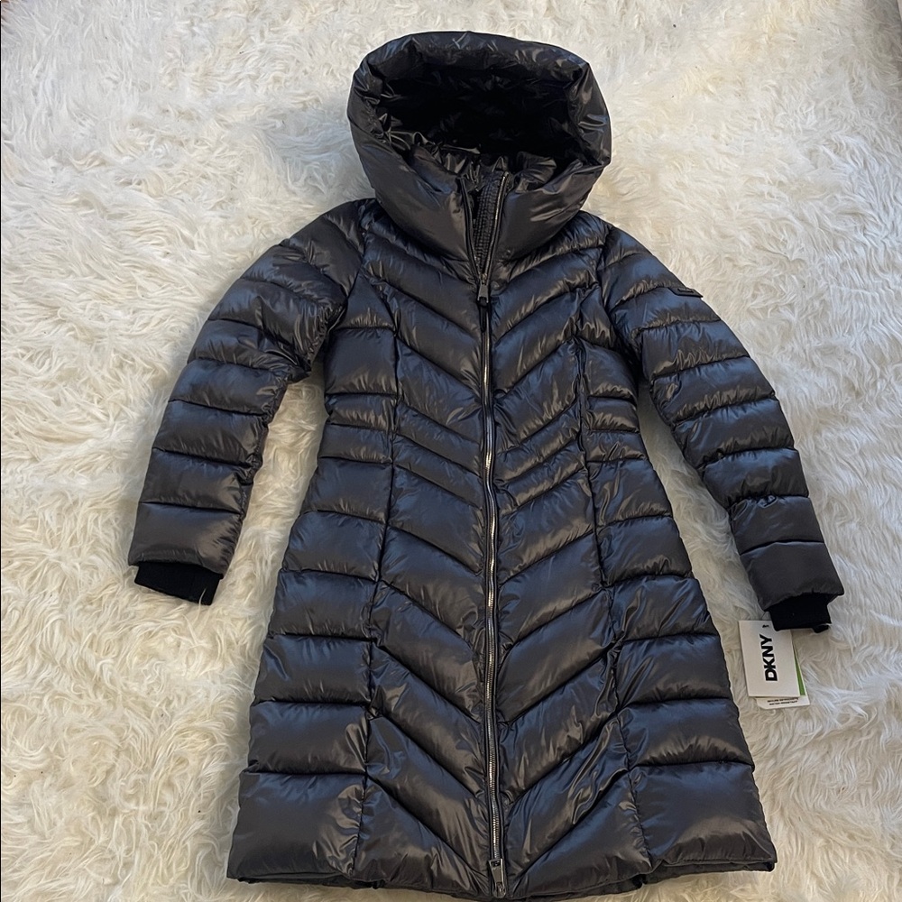 DKNY Women's dark grey Puffer Jacket size XS new with tags